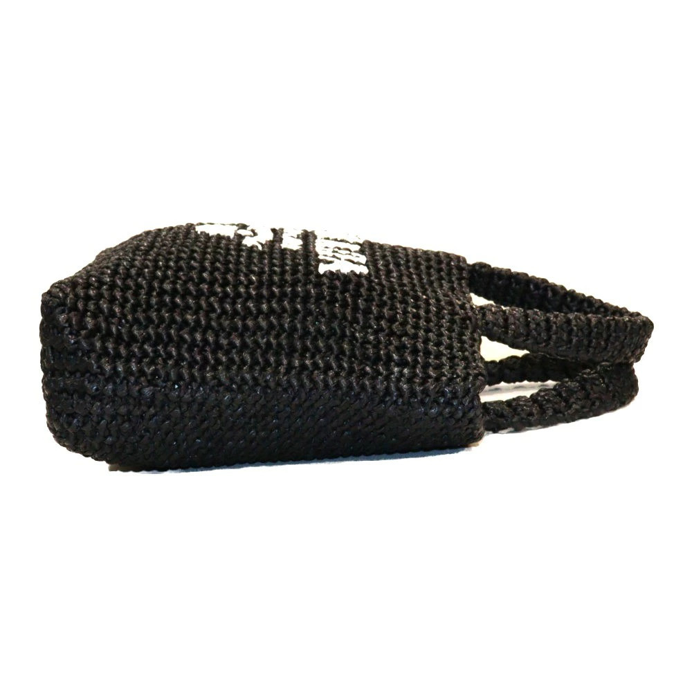 PRADA Raffia Tote Bag Black Basket Handbag - Picture 3 of 9